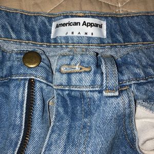 AMERICAN APPAREL BLUE HIGH WAISTED JEAN SHORTS